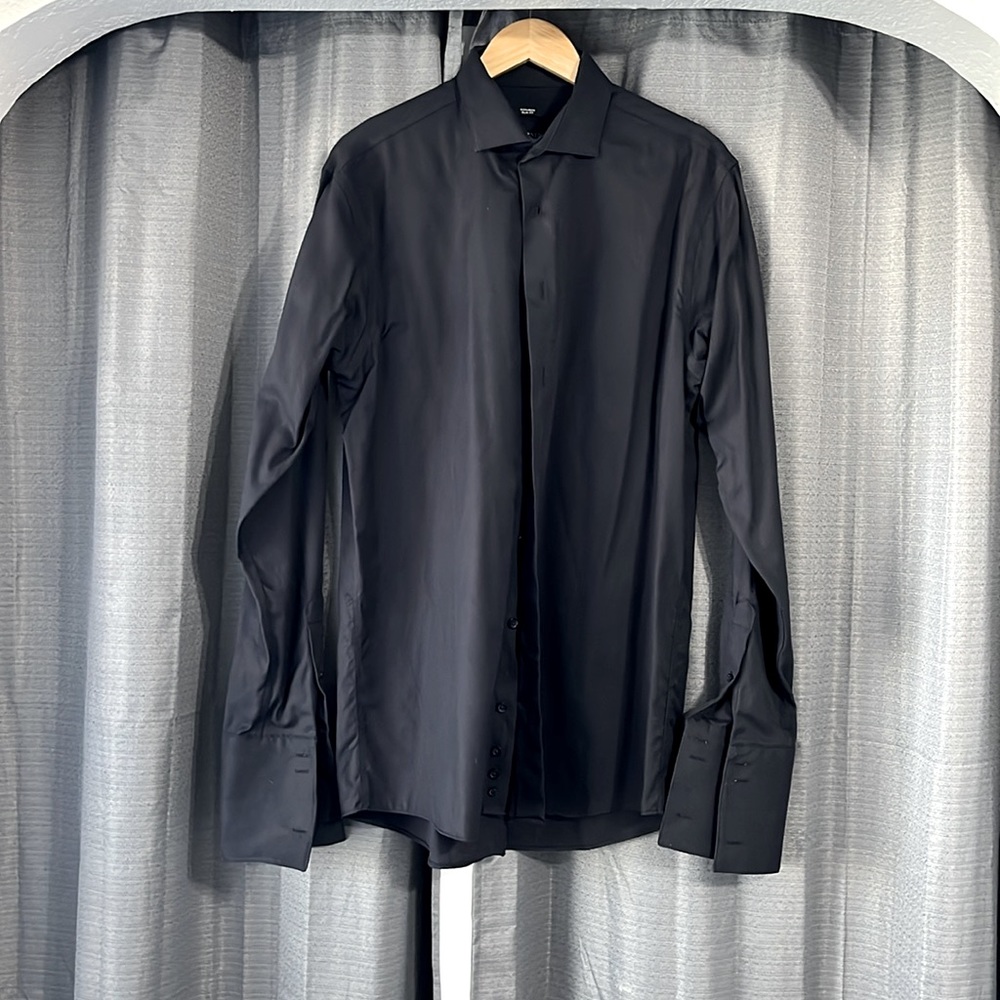 Kenneth Cole tall black French cuff shirt